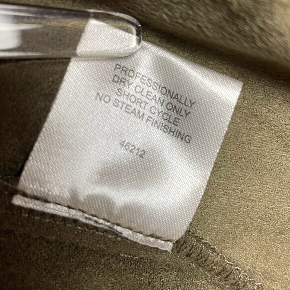 Romeo + Juliet Couture Taupe Green Drape Open Front Jacket Brushed Faux Suede M - Picture 7 of 8